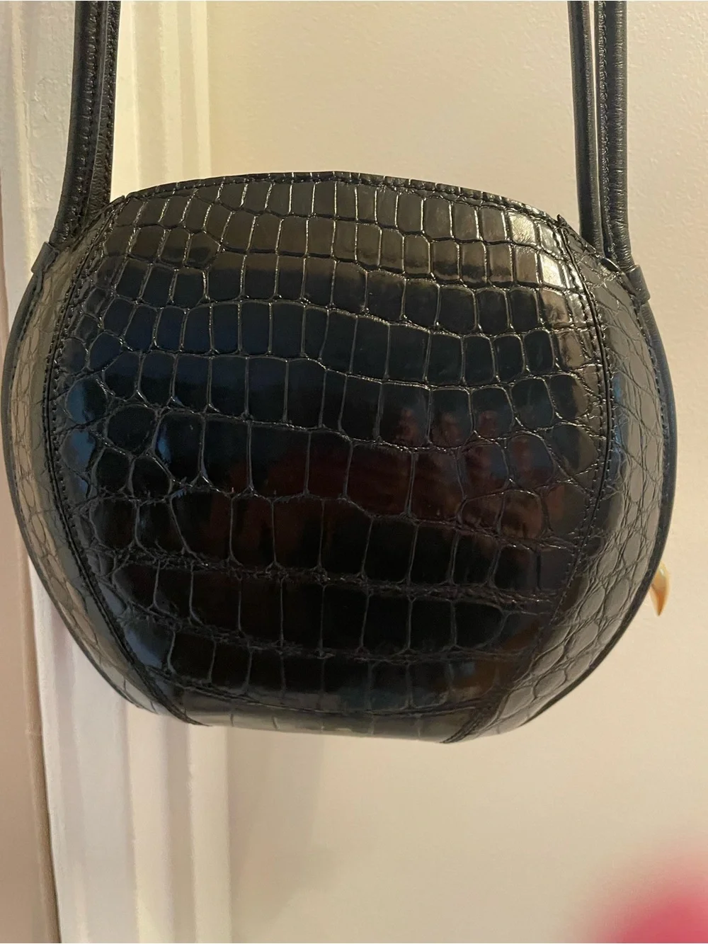 Women's Black Crocodile evening Shoulder Bag